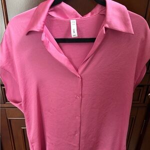 Mango Pink Button-Up Blouse